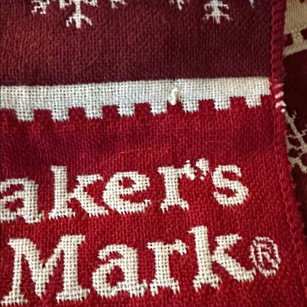 Maker’s Mark Bourbon Holiday Scarf Red Cream Snowflake Whiskey Unisex